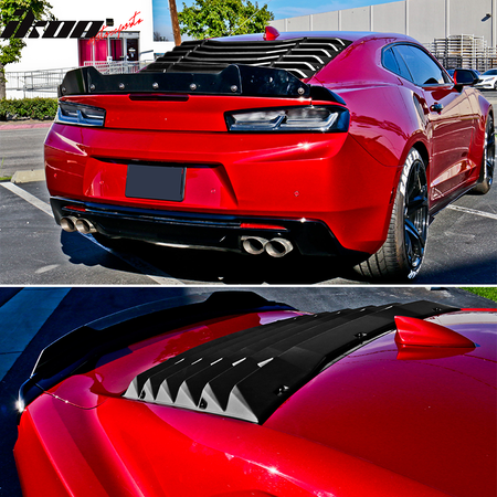 Windshield Louver Compatible With 2016-2023 Chevy Camaro (Not Fit Convertible), IKON Style Rear Window Louvers Cover Sun Shade ABS by IKON MOTORSPORTS, 2017 2018