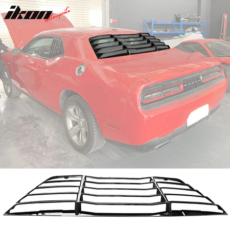 Fits 08-22 Dodge Challenger Rear Window Louver Sun Rain Shade Cover Gloss Black