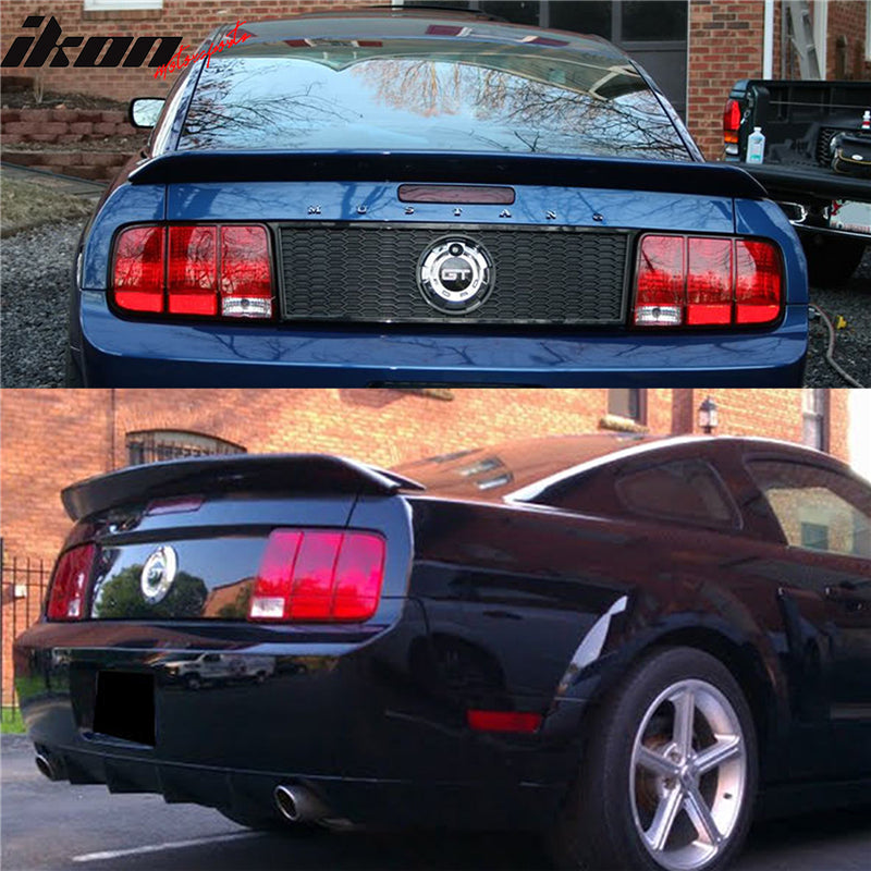 Fits 05-09 Ford Mustang Rear Window Louver + OE Style Trunk Spoiler Matte Black