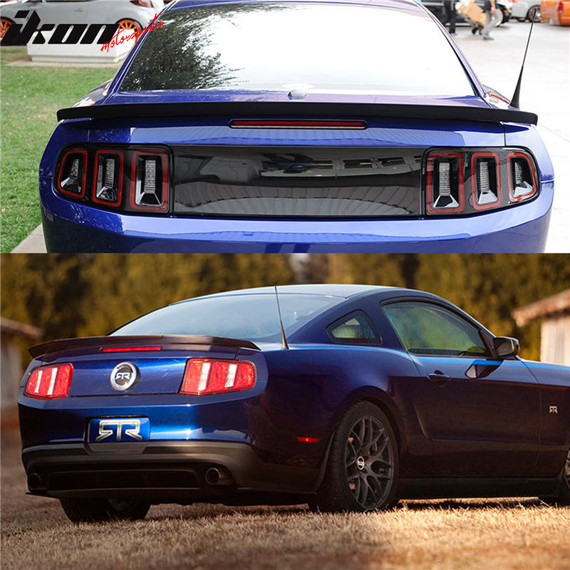 Fits 10-14 Ford Mustang Rear Window Louver Matte + Trunk Spoiler Gloss Black