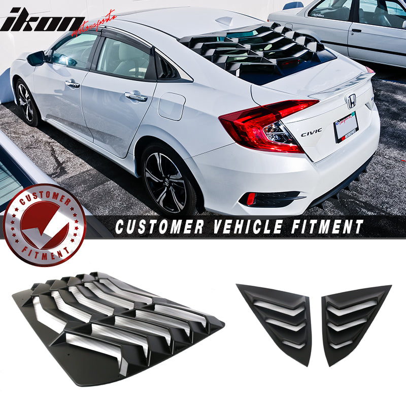 2016-2021 Honda Civic Sedan Rear Side Window Louver Quarter Panel ABS