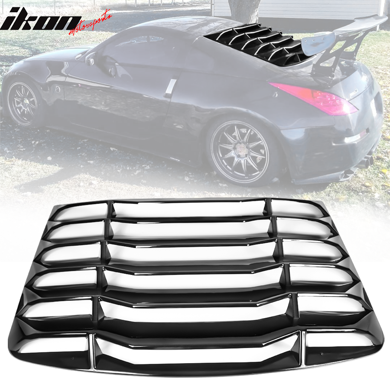 2003-2008 Nissan 350Z IKON Style Gloss Black Rear Window Louver ABS