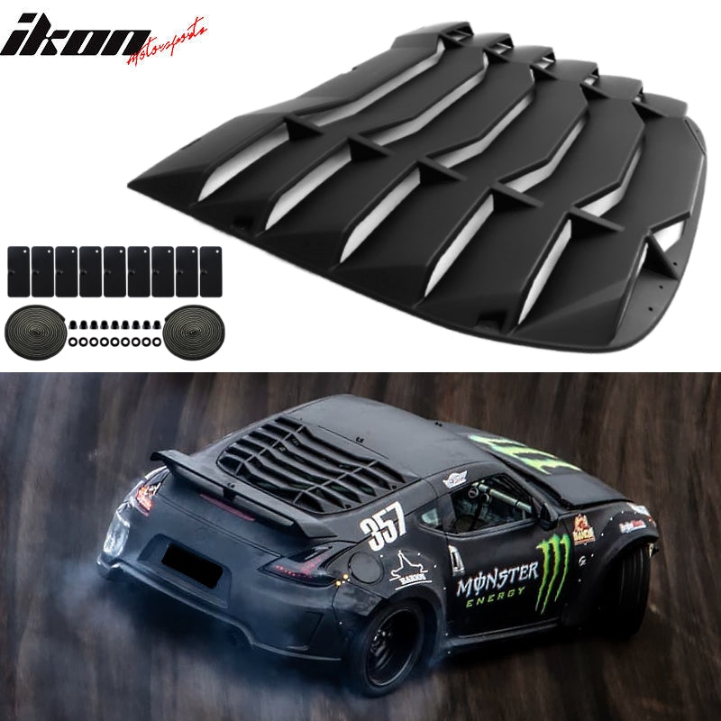 Windshield Louver Compatible With 2009-2020 Nissan 370Z, IKON Style Rear Window Louvers Cover Sun Shade ABS by IKON MOTORSPORTS,  2010 2011 2012 2013 2014 2015 2016