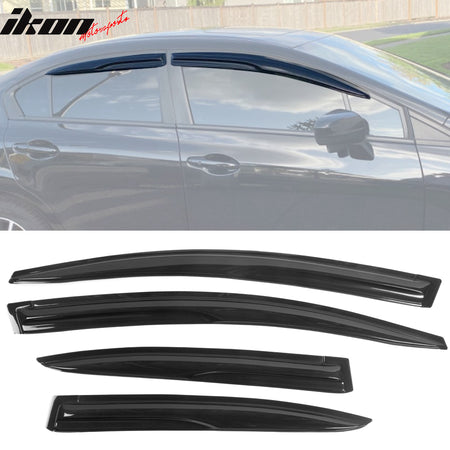 IKON MOTORSPORTS Tape on Outside Mount Window Visor Compatible With 2012-2015 Honda Civic Sedan