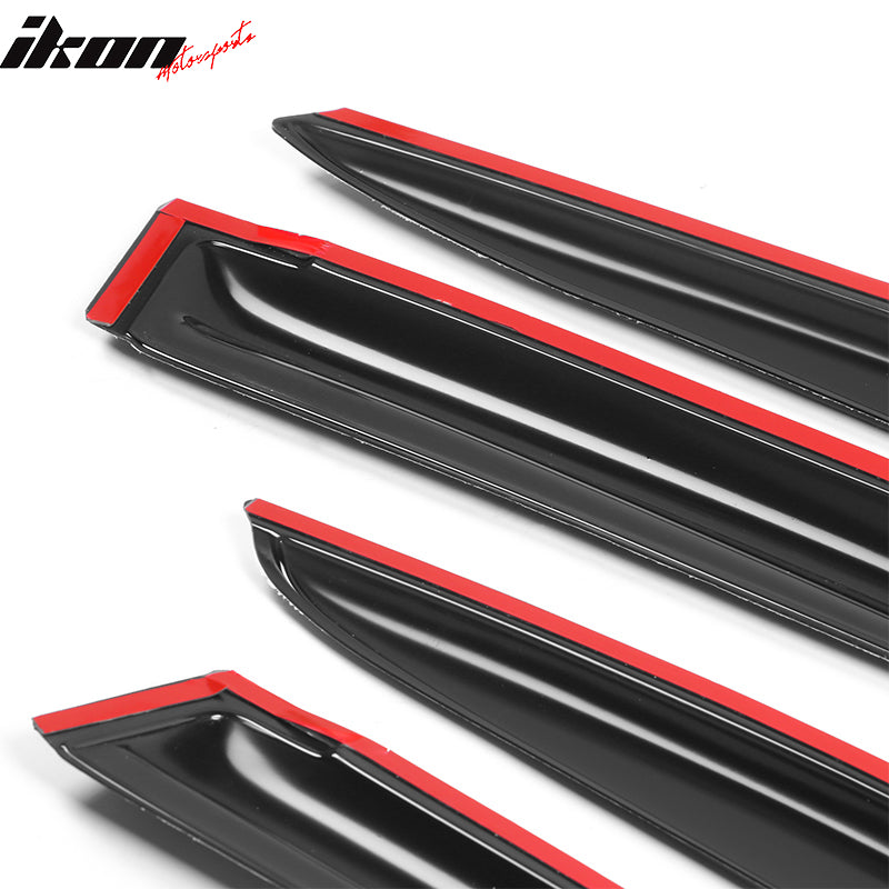 IKON MOTORSPORTS Tape on Outside Mount Window Visor Compatible With 2012-2015 Honda Civic Sedan